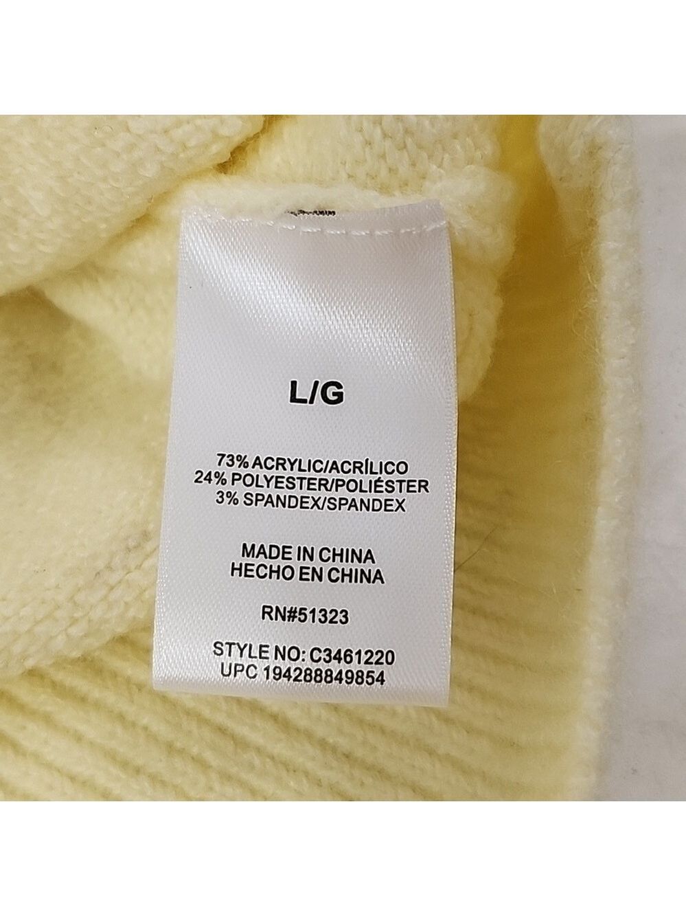 VINCE CAMUTO MOCK NECK SWEATER SOFT YELLOW SIZE LARGE - Picture 4 of 6